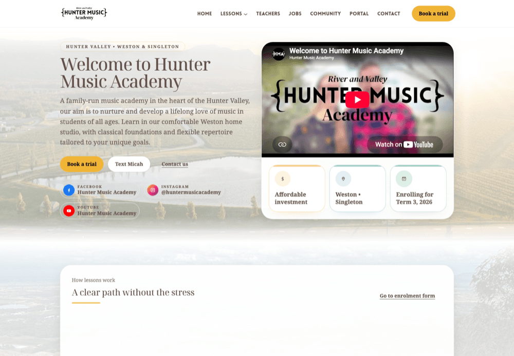 Hunter Music Academy website project
